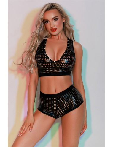 Ensemble Top et Shorty noir - J Lingerie
